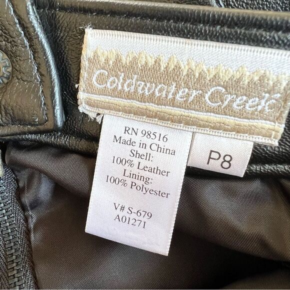 Coldwater Creek Black Leather Mini Skirt Size 8P - Picture 5 of 5